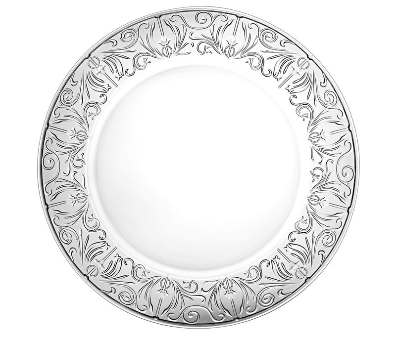 طبق شاحن زجاجي بارسكي - كريستال - مجموعة من 2 - تصميم حدود جميل - 12.5 بوصة قطر - صنع في أوروبا